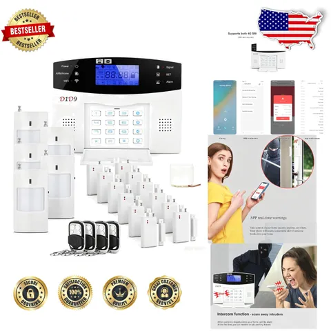 Complete Wireless Home Security Kit, 24pc DIY Alarm, 4G WiFi GSM, App Control