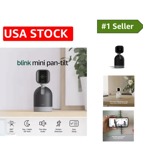 Plug-In Pan-Tilt Security Camera with Real-Time Alerts & Easy Setup in Black