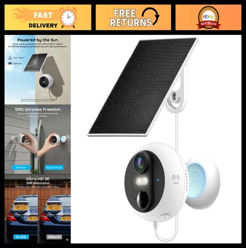 3MP Smart Magnetic Battery Camera with 3W Solar, 2K HD Outdoor Security Cam