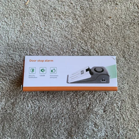 Anti-Theft Door Stop Alarm 120dB Portable Door Wedge, White/Orange