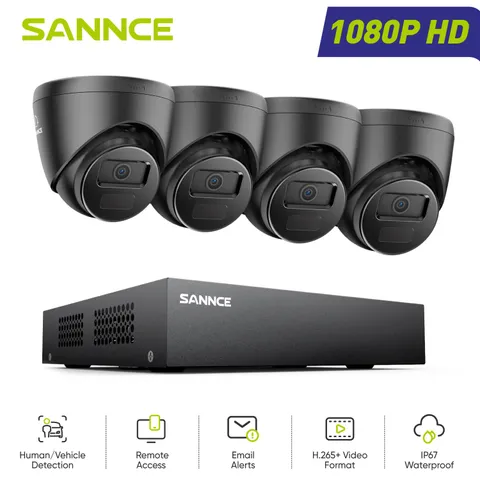 SANNCE 8CH DVR 1080P Video Security Camera System Outdoor AI Human Detection