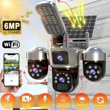 Solar Camaras De Seguridad Para Exterior WIFI Inalambrica HD 6MP Vision Nocturna