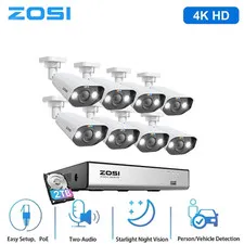 ZOSI 4K 8CH IP PoE Security Camera System Two-Way Audio Color Night Vision 2TB