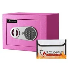 Home Digital Safe Box High Security Money Cash Document Box Fireproof Bag Pink