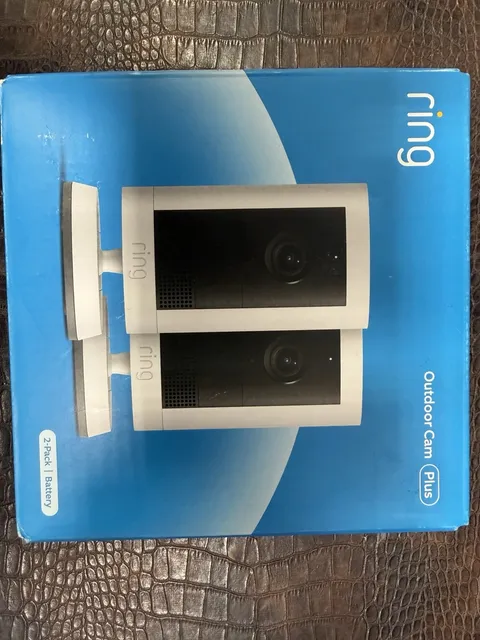 Ring Outdoor Cam Plus 2-Pack Battery Security Cameras White 2K Video New