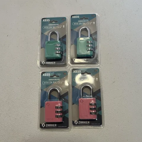 ZARKER XD35 Resettable Combination Padlocks 4-Pack Green & Pink