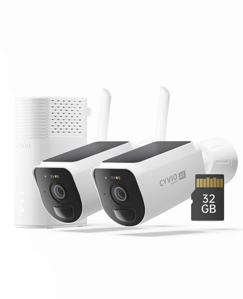 4K Solar Security Camera Wireless Outdoor, 2-Cam Kit, WiFi Long Range, Batter...