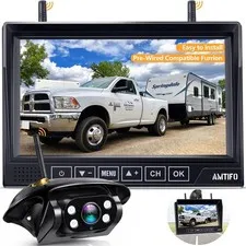 RV Backup Camera Wireless Easy Install: Plug & Play 7 Inch - 1 Camera, Black