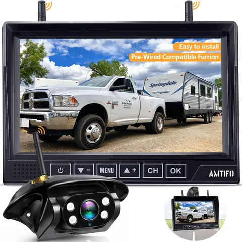 RV Backup Camera Wireless Easy Install: Plug & Play 7 Inch - 1 Camera, Black