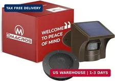 eMACROS Non-APP Wireless Driveway Alarm - 1/2 Mile Solar Motion Sensor with Plug