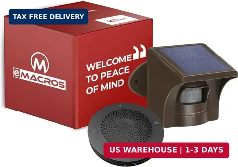 eMACROS Non-APP Wireless Driveway Alarm - 1/2 Mile Solar Motion Sensor with Plug