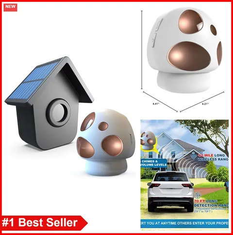 Solar Wireless Motion Sensor Driveway Alarm 1/2 Mile Range Weatherproof