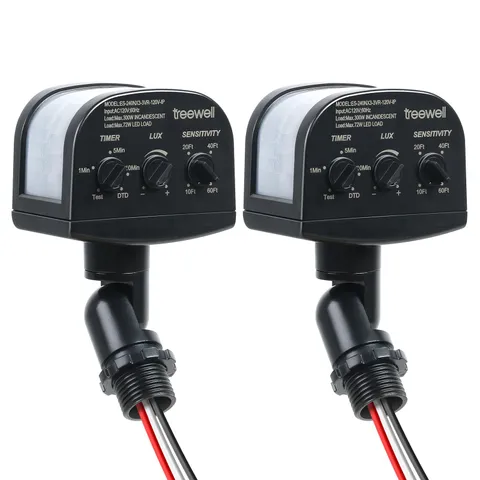 TREEWELL 2 Pack 240-Degree Replacement Motion Sensor, Adjustable Black