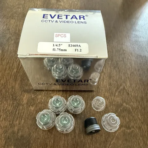 5x Evetar E3469A CCTV Video Lens 1/4.5" 1.75mm f/1.2 S-Mount Board Security Lens