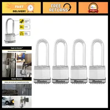 Heavy Duty Outdoor Padlock Set, Keyed Alike, 4 Pack, Weather Resistant Security