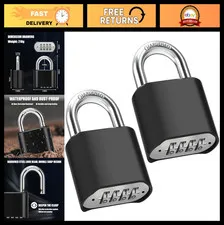 2 Pack Weatherproof Resettable Combination Padlocks - High Security for Sheds, F