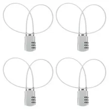 4 Pcs 3 Digit Luggage Cable Combination Lock with 20" Long Cable, Silver