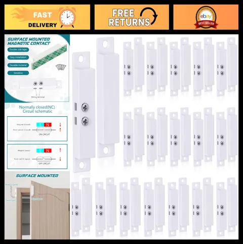 20 Sets Wired Door Window Alarm Sensors | Magnetic Contact Security System