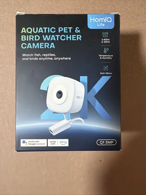HomiQ Life Aquatic Pet & Bird Watcher 2K Wi-Fi Indoor Cam Motion 2-Way Alexa
