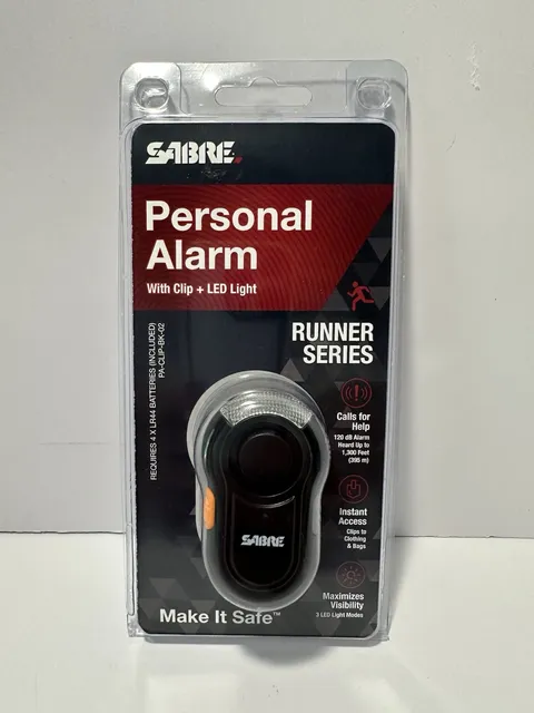 SABRE Personal Alarm with Clip LED Light & 120Db Runner Alarm Weatherproof