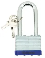 50mm Laminated Padlock 2.5" Long Shackle Brass Tumblers 2 Keys