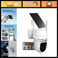 2K Solar Wireless WiFi Outdoor Security Camera, 355° PTZ, Night Vision, Motion D