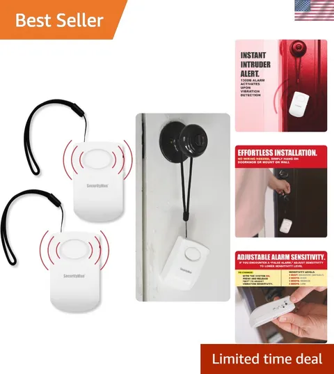 Door Handle Alarm with 130dB Vibration Triggered Portable Door Alarms When Op...
