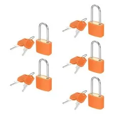 5 Pcs Padlock with Keys Long Shackle Waterproof Keyed Locks Orange