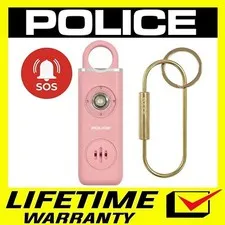 POLICE Personal Alarm Keychain Pocket Alarm Flashlight Emergency Siren Pink