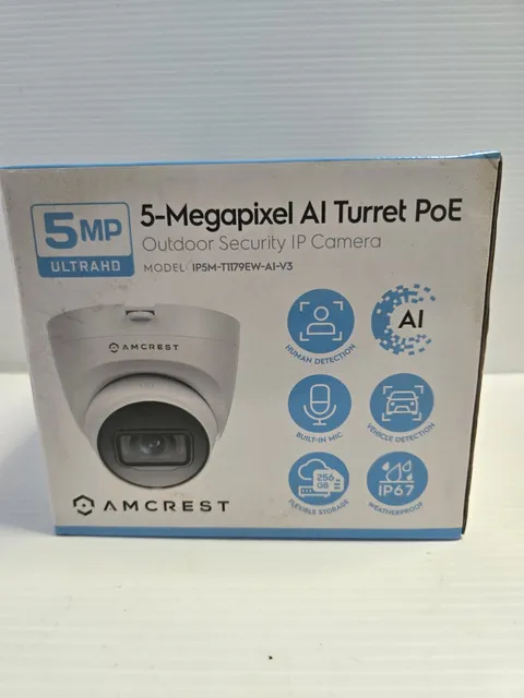 Amcrest 5MP AI Turret PoE Security Camera IP5M-T1179EW-AI-V3 IP67 Mic