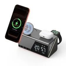 TobenONE 6-in-1 Alarm Clock Wireless Charging Station for Apple Devices, Nigh...