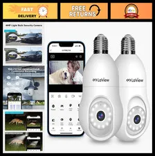 4MP Wireless Security Camera Bulb 360° Indoor/Outdoor, Full Color Night Vision,