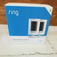 Ring Stick Up Cam Battery 2-Pack Wireless Wi-Fi Indoor Outdoor 1080p White