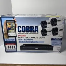 Cobra 63890 8-Channel Security Camera System with 4 HD Cameras New Open Box