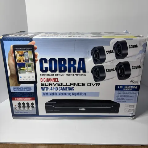 Cobra 63890 8-Channel Security Camera System with 4 HD Cameras New Open Box