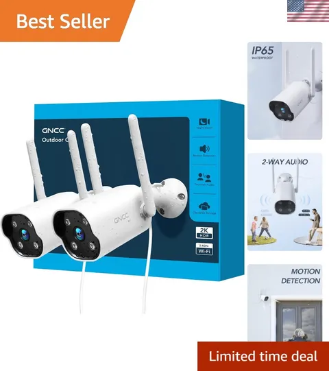 Weatherproof 2-Way Audio Security Camera with 24/7 Monitoring & Alexa Support