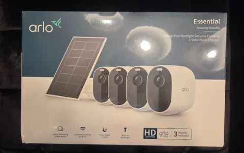 Arlo Essential 4 Camera Security System w/Solar Panel & 3 Mos. Free (White)