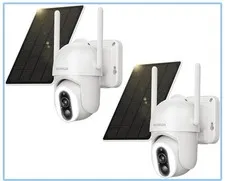 SEHMUA 2K Solar Security Cameras Wireless Outdoor, 2 Pack 360° View Pan/Tilt