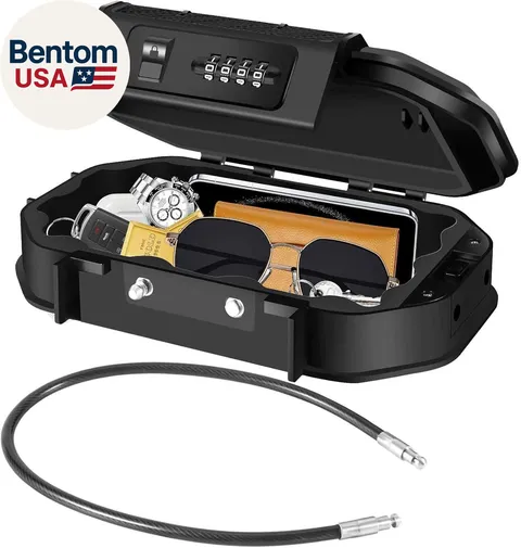 Waterproof Lock Box, Portable 4-Digit Combination Safe Boxes with Removable Cabl