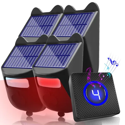 Chesbung Solar Driveway Alarms Wireless Outside Weatherproof Motion Sensor