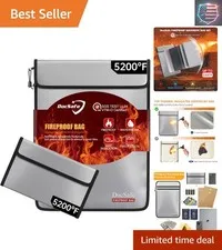 Fireproof Document Bag 5200℉ with Fireproof Organizer Travel Case,Heat Insula...