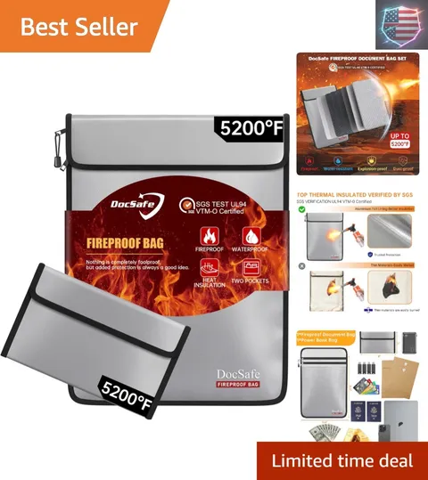 Fireproof Document Bag 5200℉ with Fireproof Organizer Travel Case,Heat Insula...