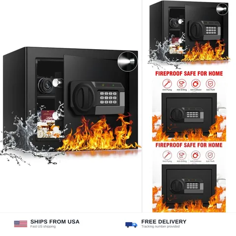 1.8 Cub Fire Proof Safe for Home Documents, Anti-Theft Digital Security Box w...