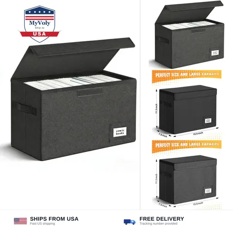 Leffis Comic Book Storage, Box 15.5" X 7.5" X 11.3", Collapsible Comic Short ...