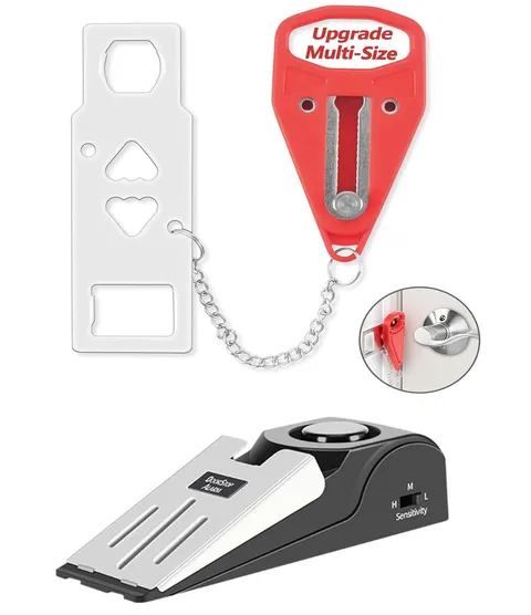 Portable Door Lock Alarm Dual Protection Home Security Door Stop Alarm Kit
