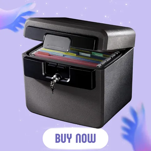 NEW Fireproof Waterproof Safe File Document Box Key Lock 14.3x15.5x13.5 Black