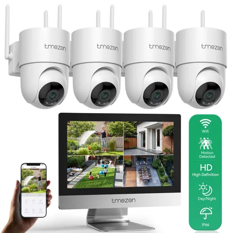 TMEZON 3MP PTZ Wireless Audio Security Camera System 10CH NVR 12inch Monitor