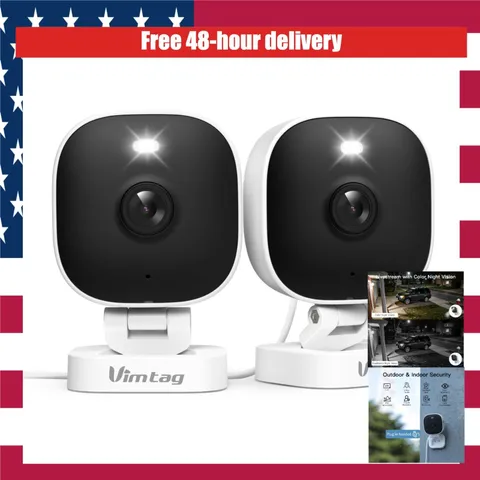 VIMTAG 2.5K Indoor Outdoor Security Cameras 2 Pack WiFi Color Night Vision