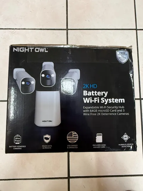 Night Owl 2K HD Battery Wi-Fi System Security Hub and 3 Cameras (White) NEW