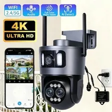 Dual Lens 4K WiFi Security Camera 10X Zoom Outdoor Home Night Vision CCTV PTZ US
